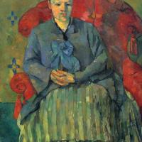 Madame cezanne dans un fauteuil rouge par paul cezanne